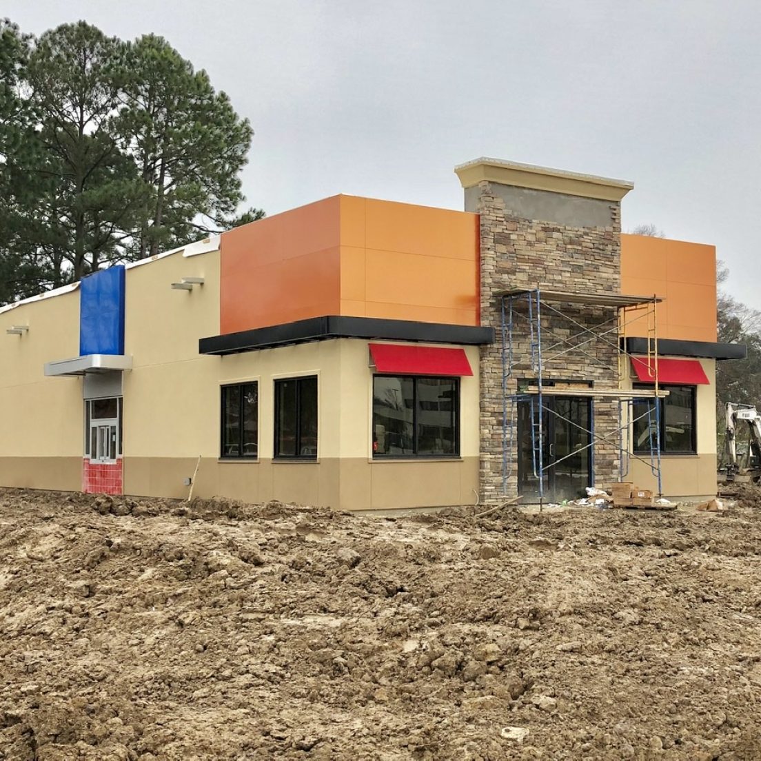A commercial building under construction by Mike Carson Construction