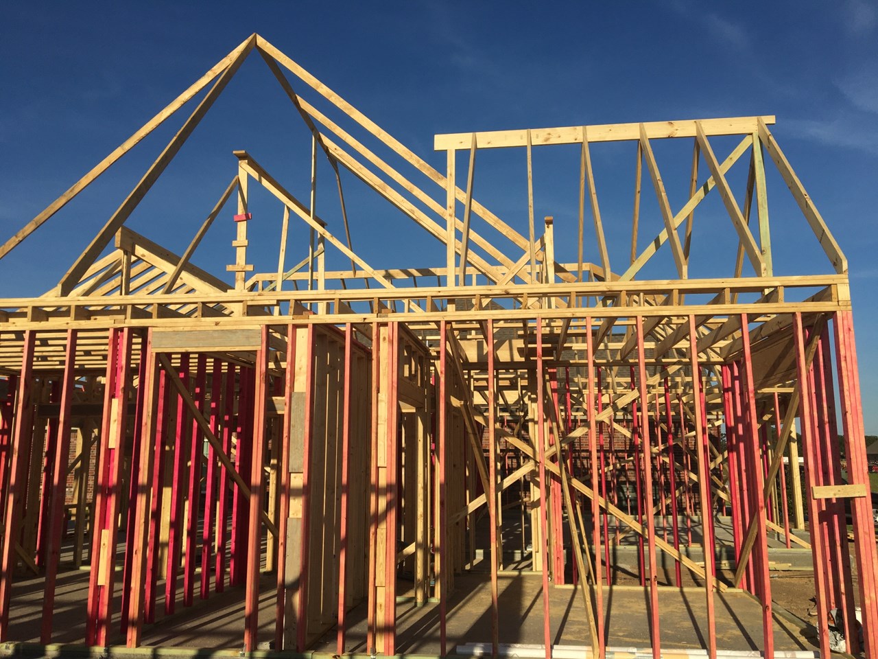 Interior framing at 2516 South Crest Drive